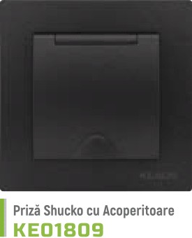 ke01809 priza shucko cu capac negru klaus